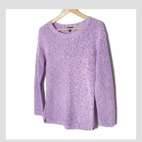 Talbots Shaker Stitch Sweater Pima Cotton Marled Purple Crew Neck Size Small - Picture 10 of 12